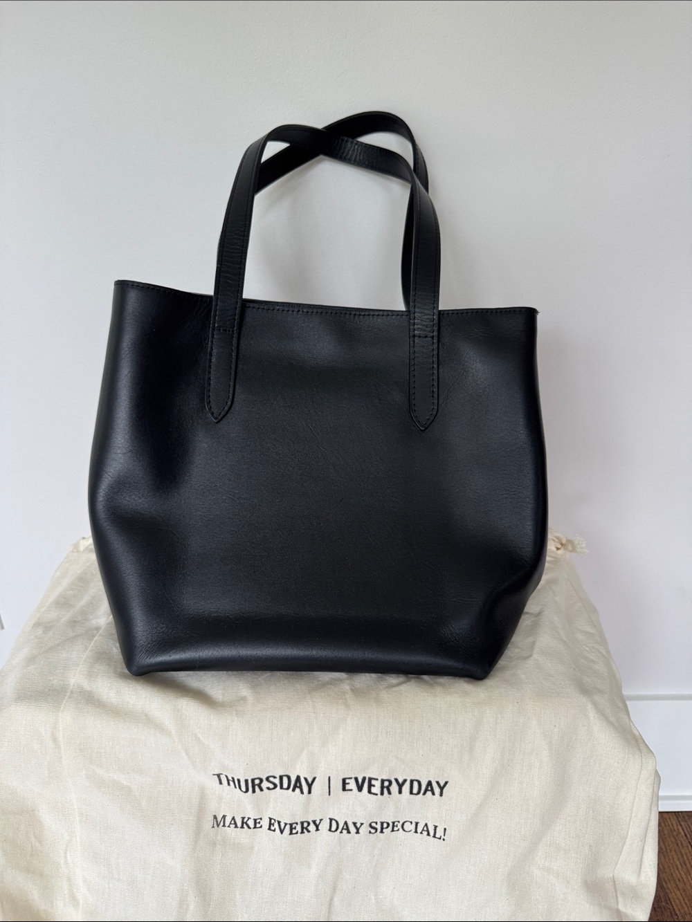 Classic Black Leather Tote Bag